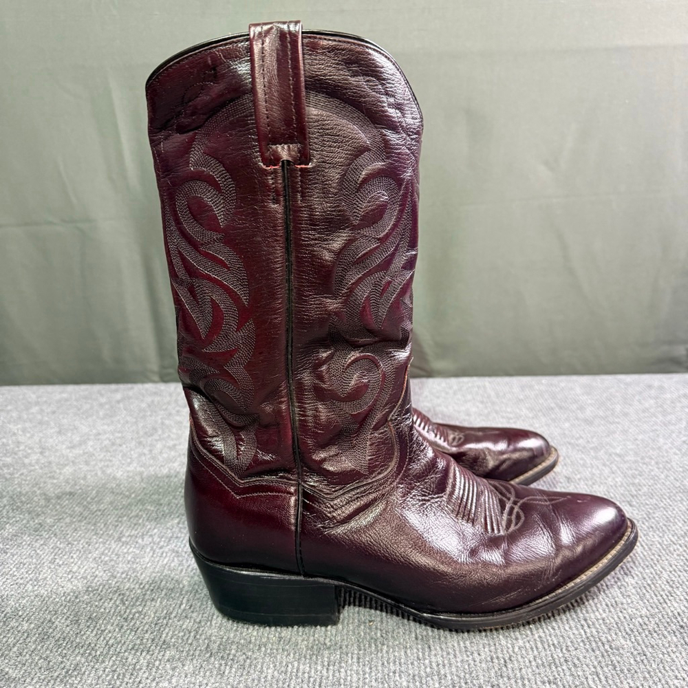 VTG Dan Post Cowboy Boots Men 11EW Leather Western Rodeo Americana Burgundy Red